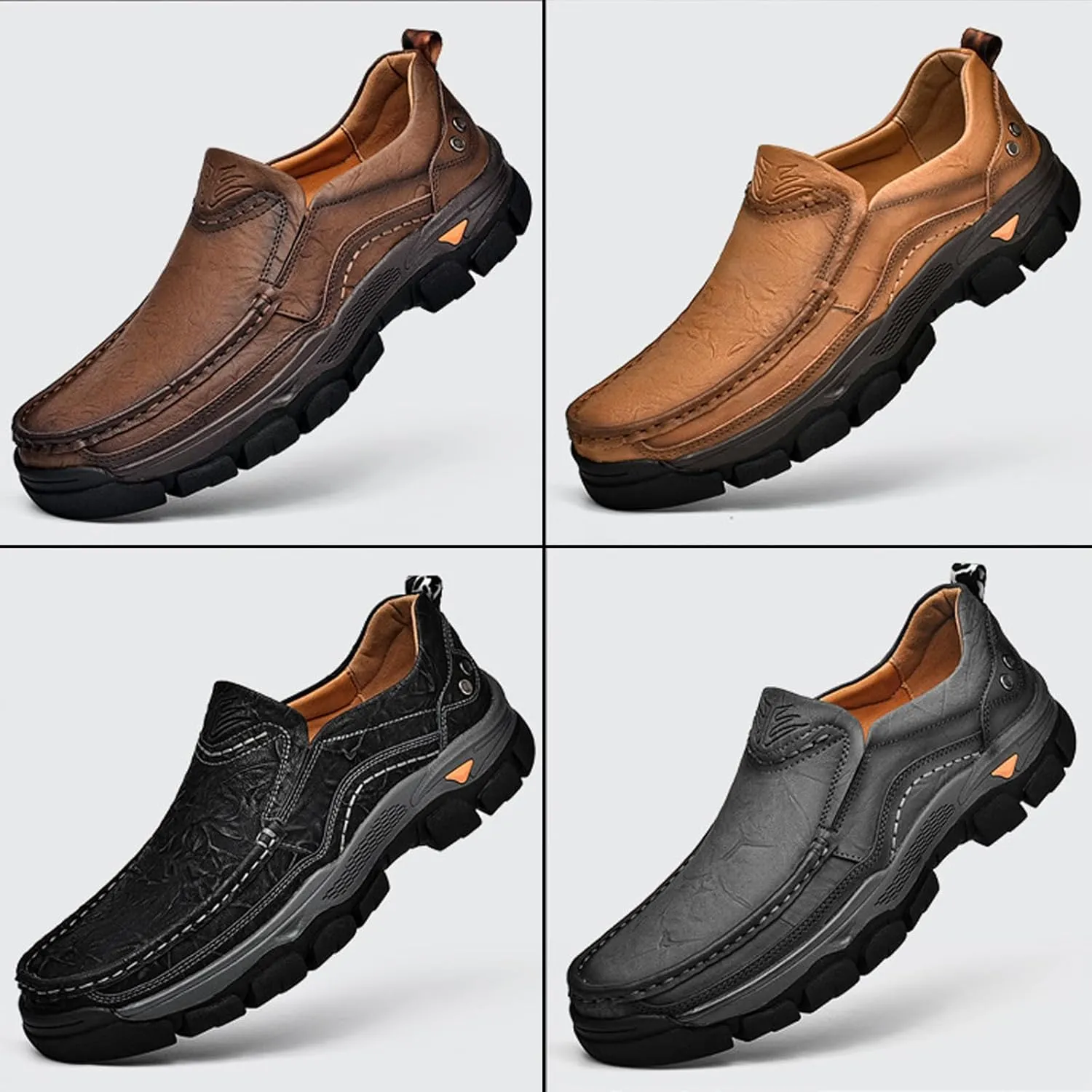 2023 Autumn Winter Men's Fashion Business Leather Loafers Comfortable Slip On Casual Walking Shoes Outdoor Travel Office Work Shoes