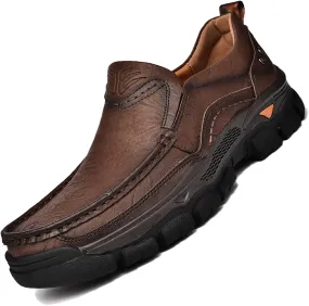 2023 Autumn Winter Men's Fashion Business Leather Loafers Comfortable Slip On Casual Walking Shoes Outdoor Travel Office Work Shoes