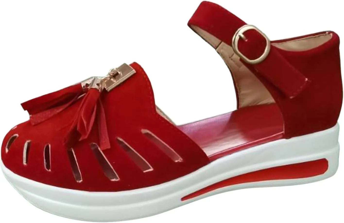 Aniywn Summer Sandals for Women,Ankle Buckle Strap Platform Wedge Sandal Shoes Hollow Out Ladies Cusual Sandals