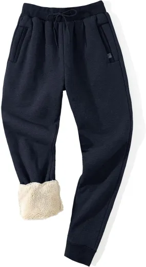 Aprsfn Men's Winter Warm Sherpa Lined Active Sweatpants Jogger Pants