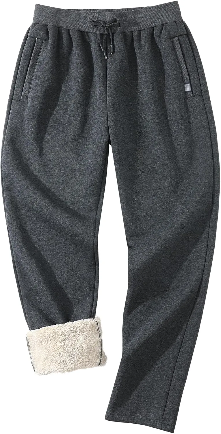 Aprsfn Men's Winter Warm Sherpa Lined Active Sweatpants Jogger Pants