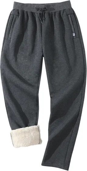 Aprsfn Men's Winter Warm Sherpa Lined Active Sweatpants Jogger Pants