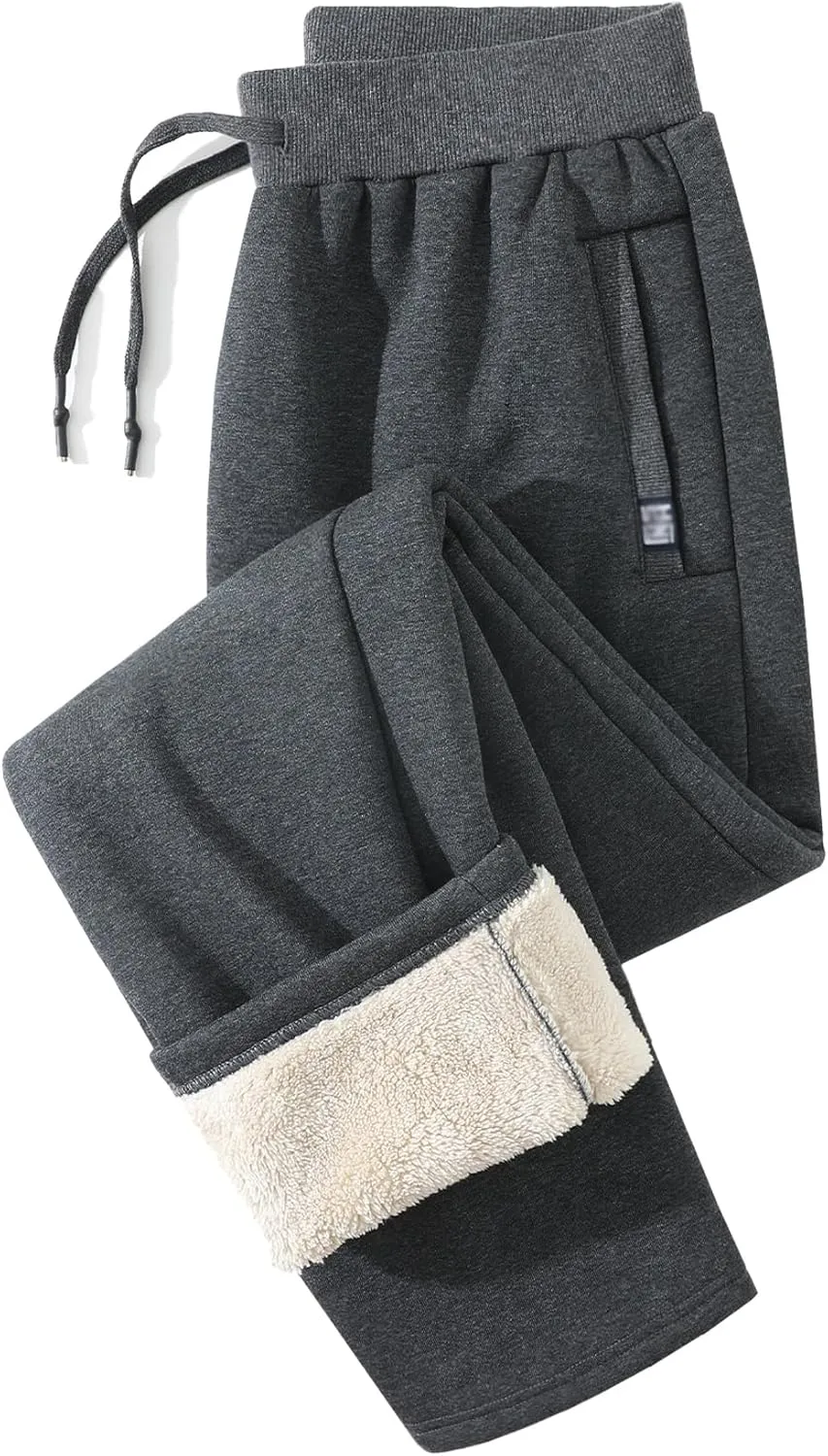 Aprsfn Men's Winter Warm Sherpa Lined Active Sweatpants Jogger Pants