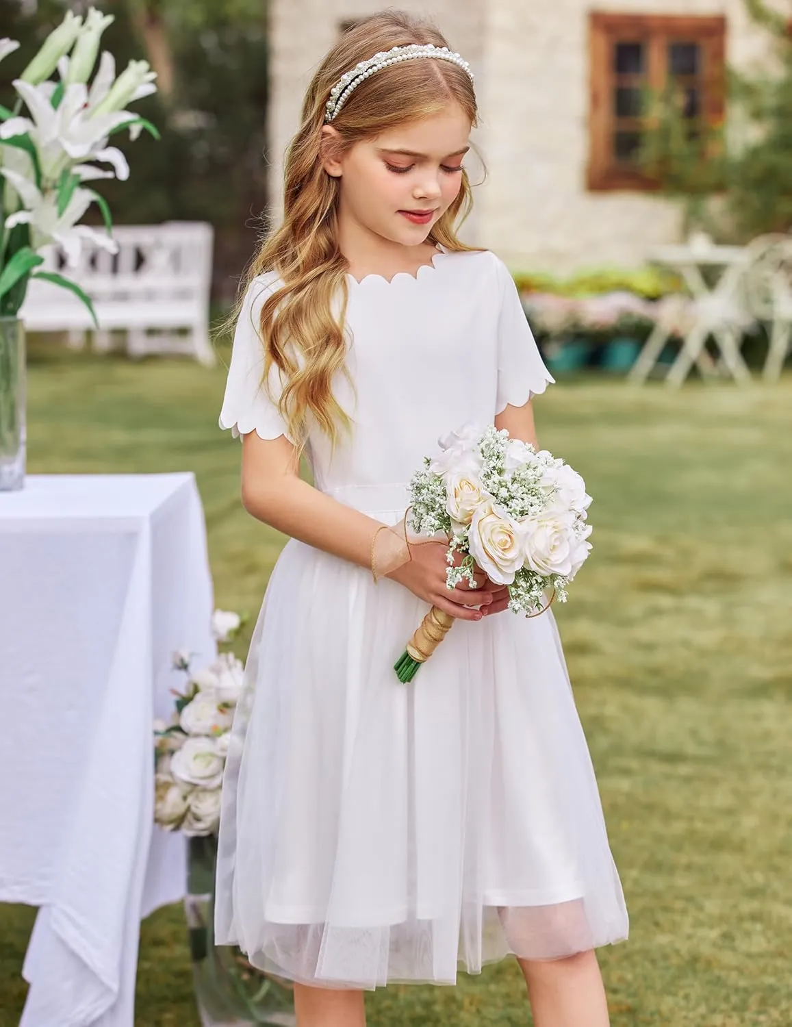 Arshiner Girls Dress Tutu Fluffy Summer Dresses Belted Wedding Party Flower Girls' Dress Size 3-11 Years