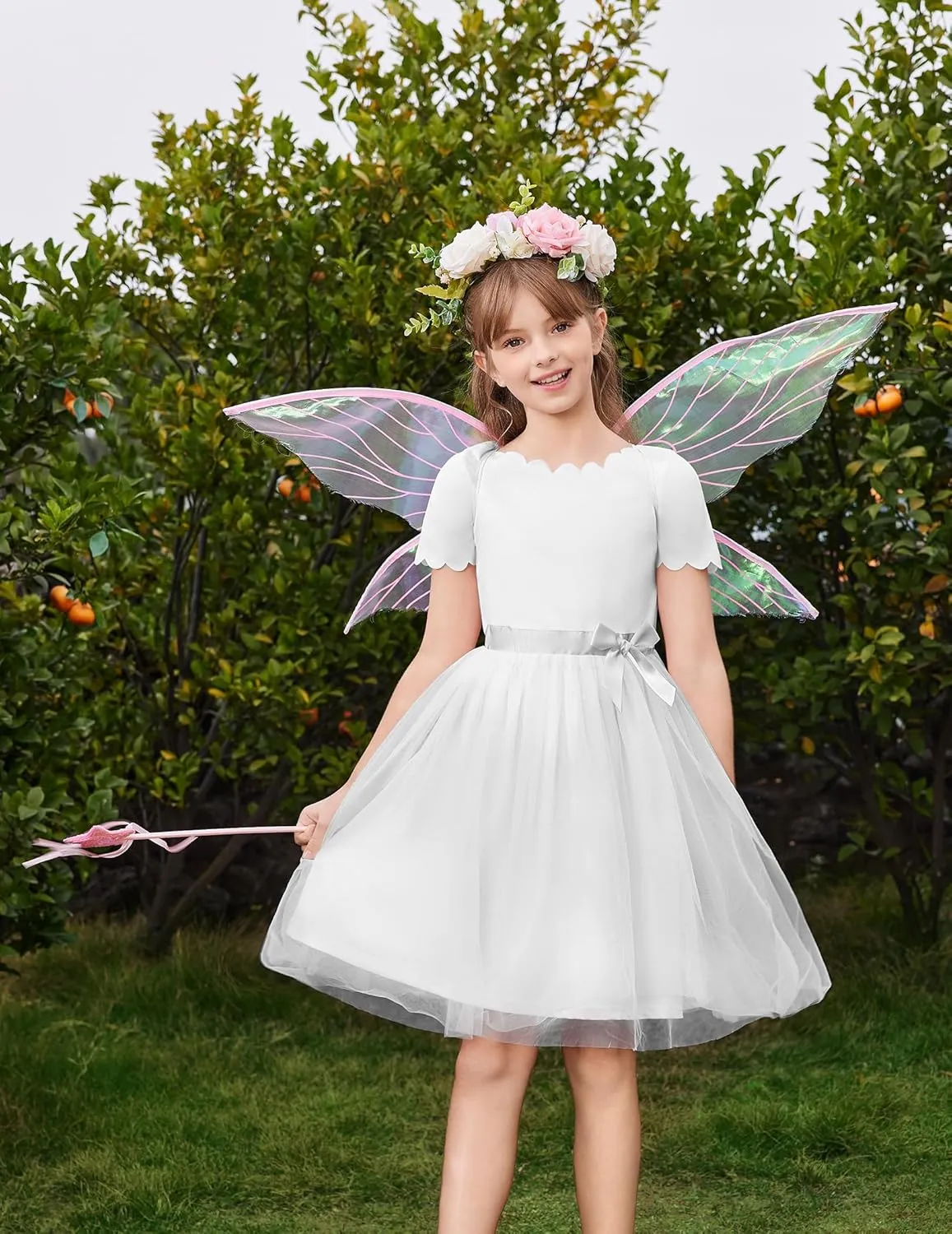 Arshiner Girls Dress Tutu Fluffy Summer Dresses Belted Wedding Party Flower Girls' Dress Size 3-11 Years