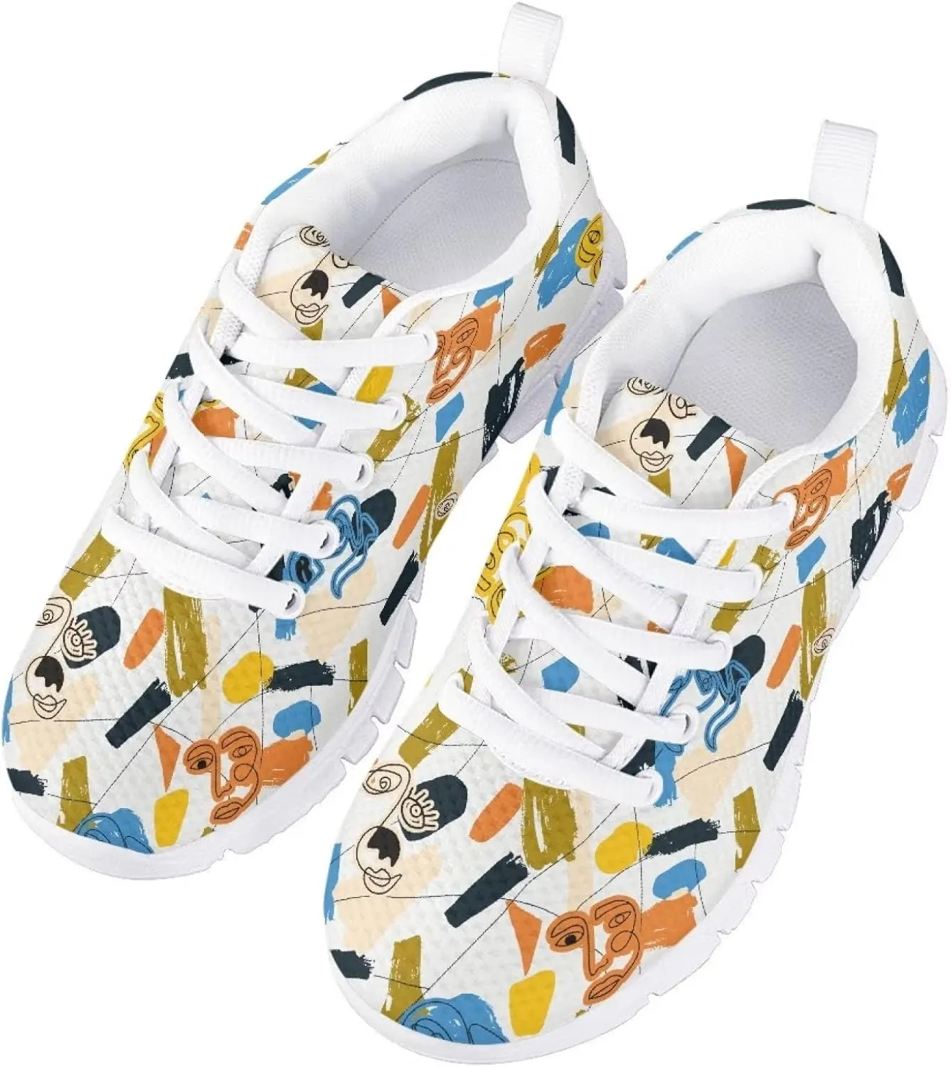 Cat Dog Print Mesh Tennis Shoes for Kids Girls Soft Breathable Lightweight Cute Athletic Running Shoes