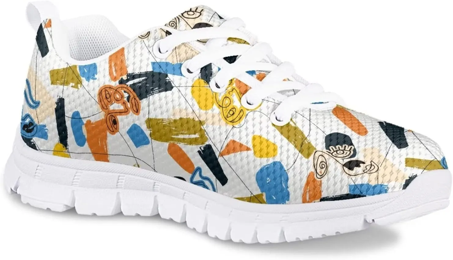 Cat Dog Print Mesh Tennis Shoes for Kids Girls Soft Breathable Lightweight Cute Athletic Running Shoes