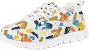 Cat Dog Print Mesh Tennis Shoes for Kids Girls Soft Breathable Lightweight Cute Athletic Running Shoes