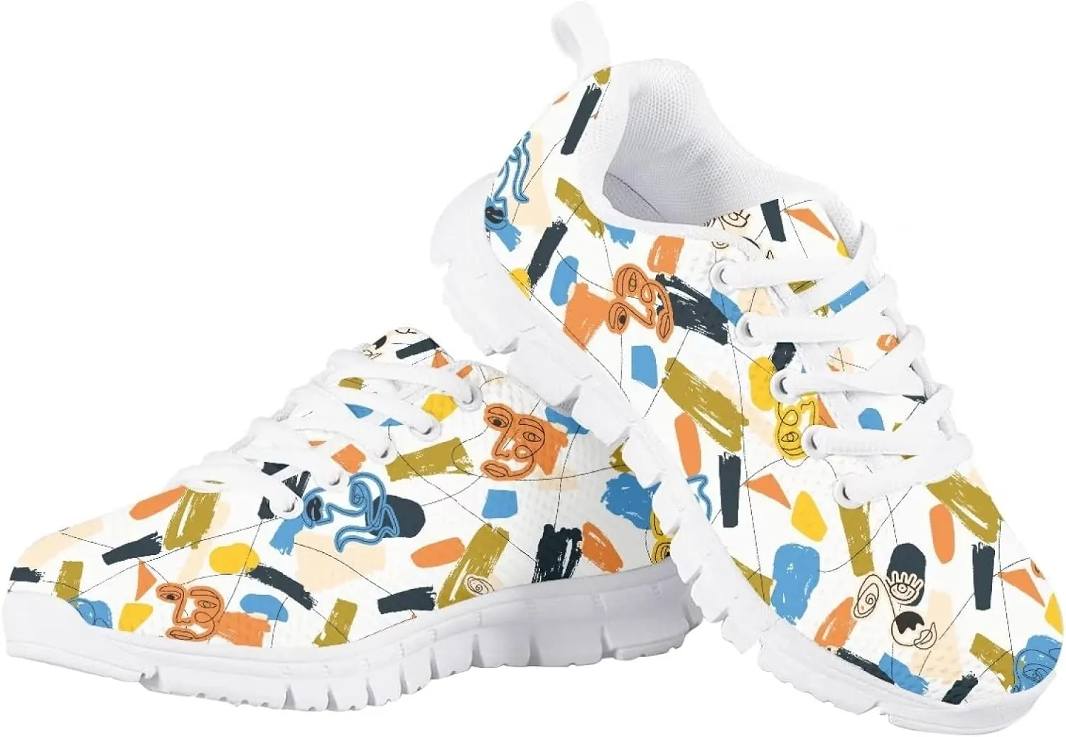Cat Dog Print Mesh Tennis Shoes for Kids Girls Soft Breathable Lightweight Cute Athletic Running Shoes