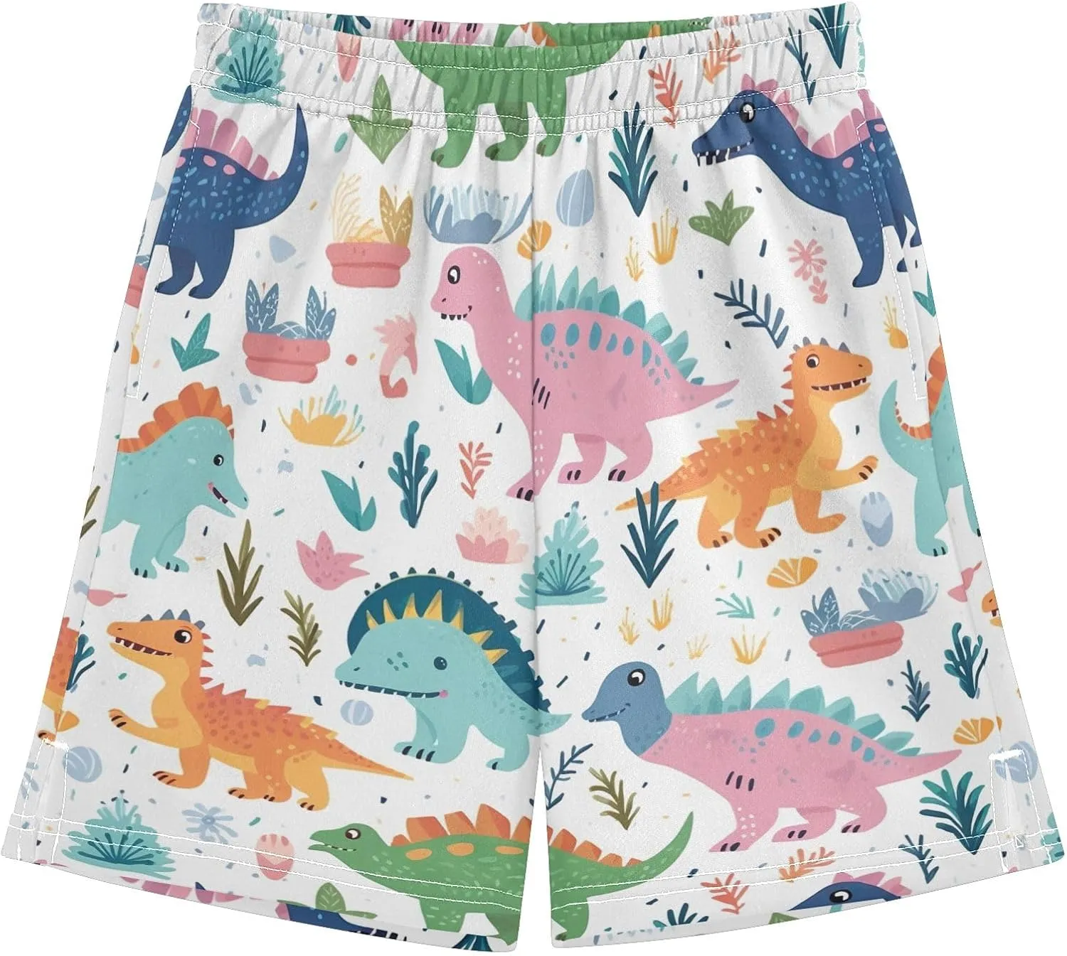 CHIFIGNO Cute Colorful Dinosaurs Boy Casual Shorts with Pockets Pull on Sweat Shorts Sports 7-15Y