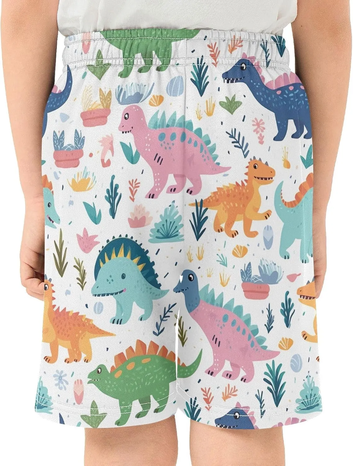 CHIFIGNO Cute Colorful Dinosaurs Boy Casual Shorts with Pockets Pull on Sweat Shorts Sports 7-15Y