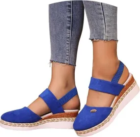 Closed Toe Wedges for Women,Women's Wide Width Espadrilles Platform Wedge Slingback Summer Dressy Sandals Comfortable Slip On Summer Casual Shoes