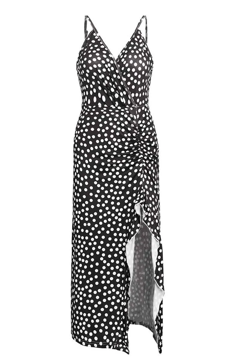 Dunnmall Print Floral Dot V Neck Dress