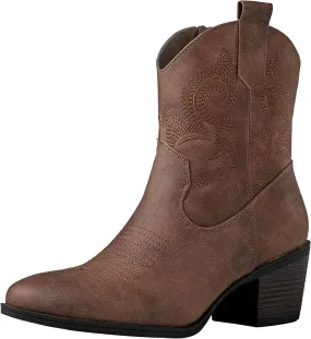 GLOBALWIN Women's The Western Wear Fashion Cowboy Cowgirl Free Birds Country Concert Disco Outfits Low Heel Walking Boots For Ladies