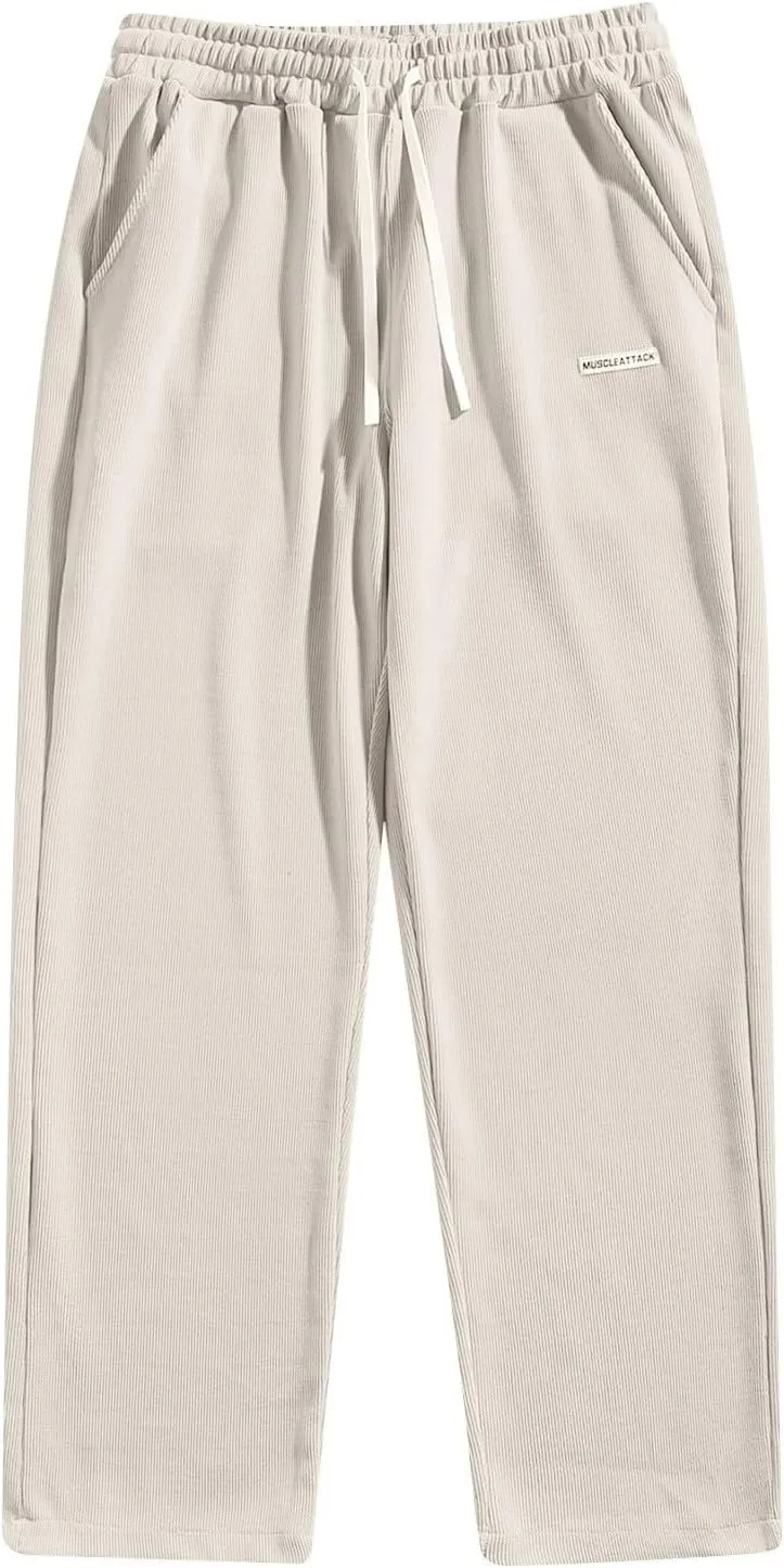 Men's Casual Cargo Joggers Drawstring Straight Leg Breathable Chino Pants Sport Lightweight Twill Jogging Sweatpants