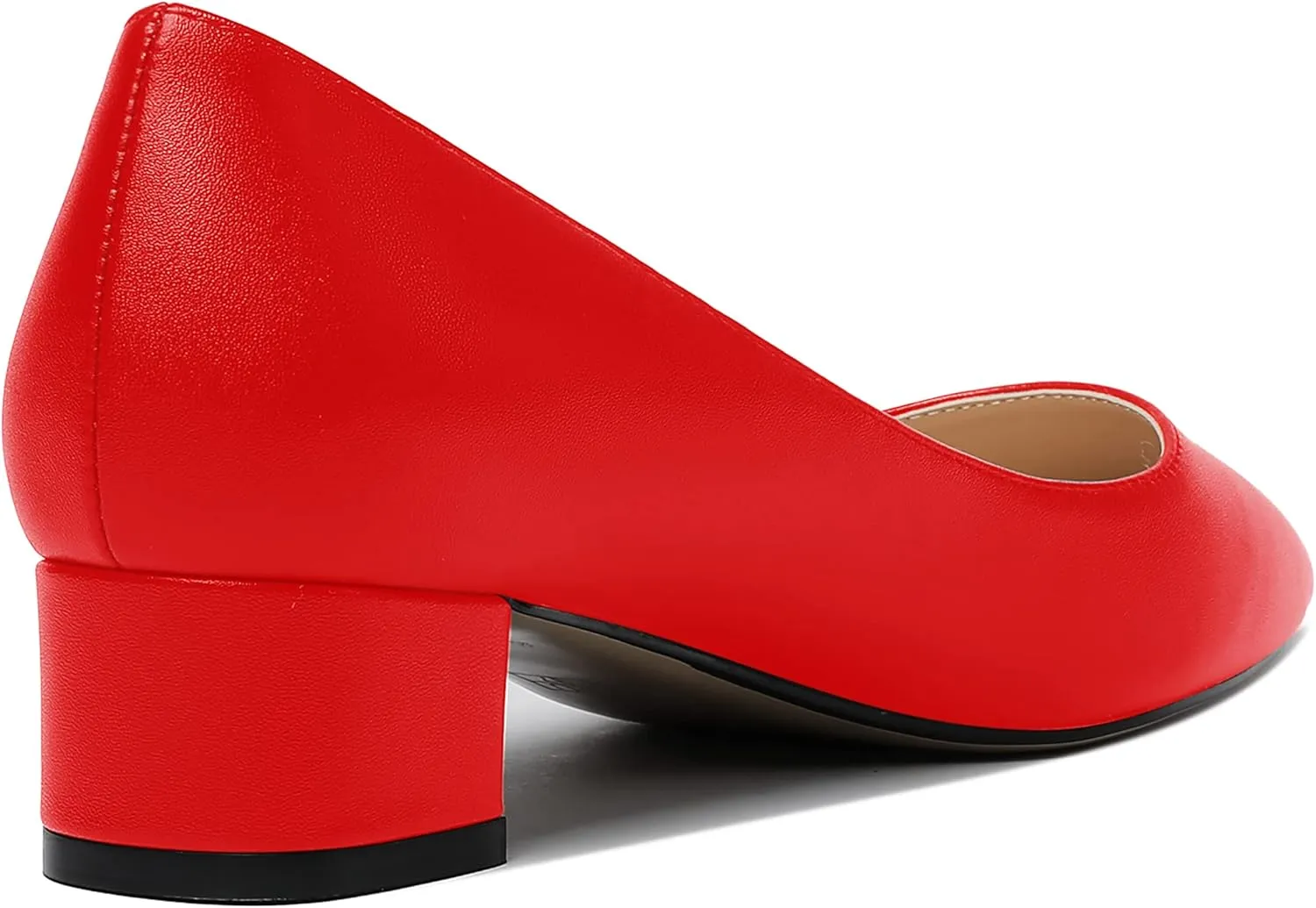 WAYDERNS Women's Matte Pointed Toe Slip On Chunky Low Heel Pumps Comfortable Office Work Dress Shoes 1.5 Inch