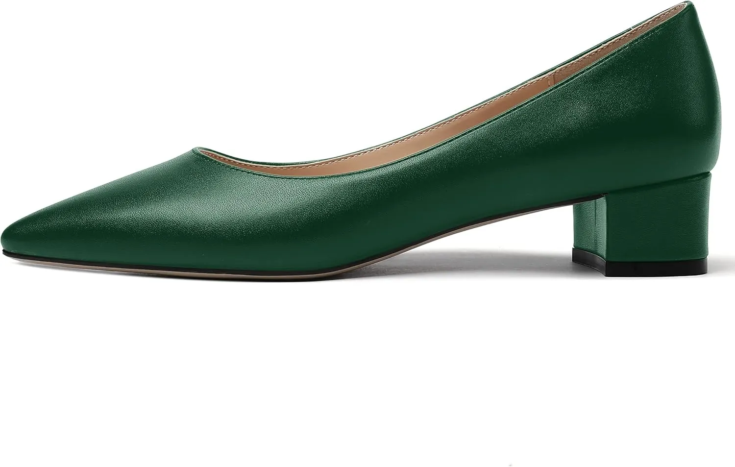 WAYDERNS Women's Matte Pointed Toe Slip On Chunky Low Heel Pumps Comfortable Office Work Dress Shoes 1.5 Inch