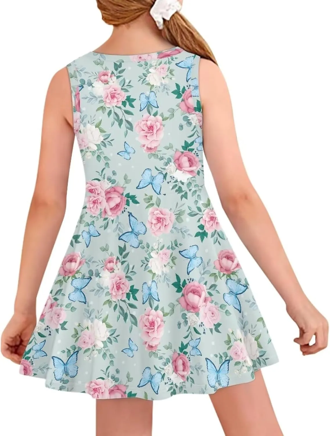 Wiryuouvt Summer Dresses for Girls Sleeveless Dress A-line Skirt