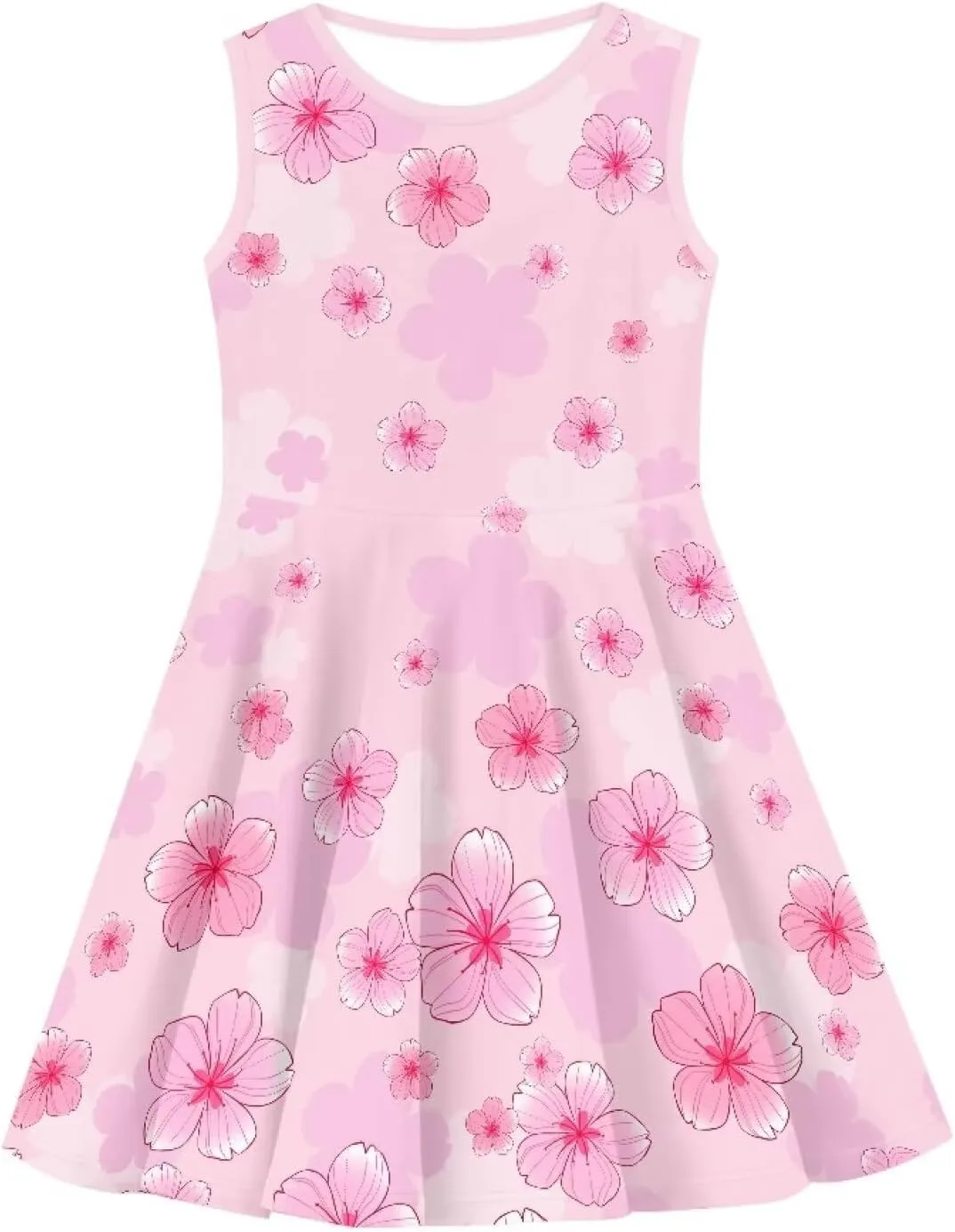 Wiryuouvt Summer Dresses for Girls Sleeveless Dress A-line Skirt