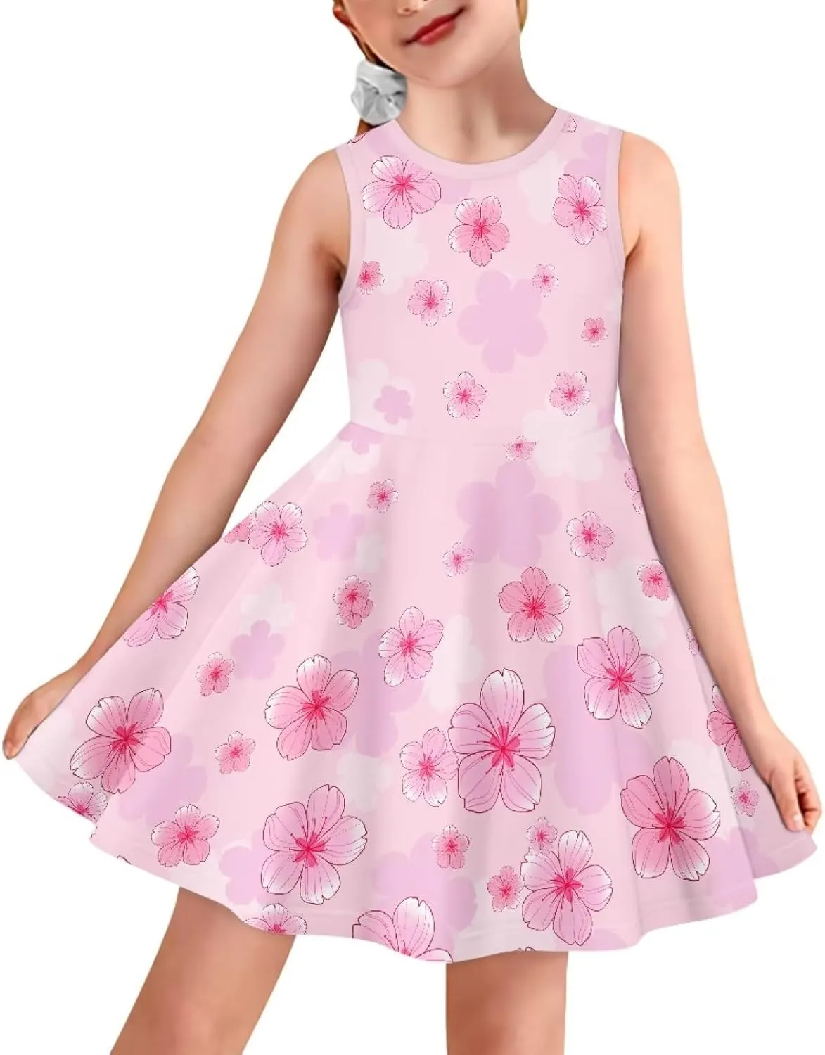 Wiryuouvt Summer Dresses for Girls Sleeveless Dress A-line Skirt