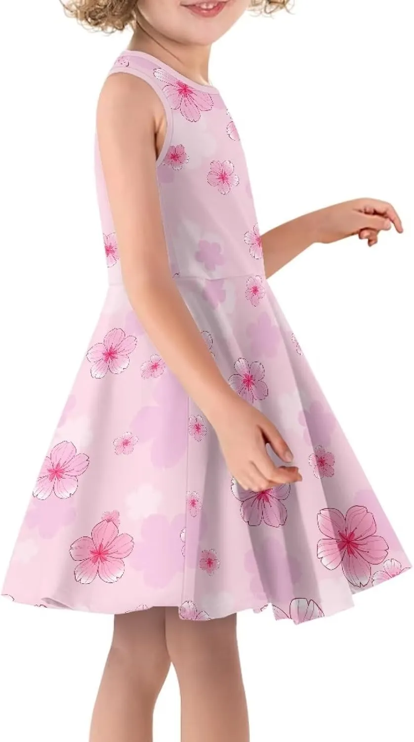 Wiryuouvt Summer Dresses for Girls Sleeveless Dress A-line Skirt