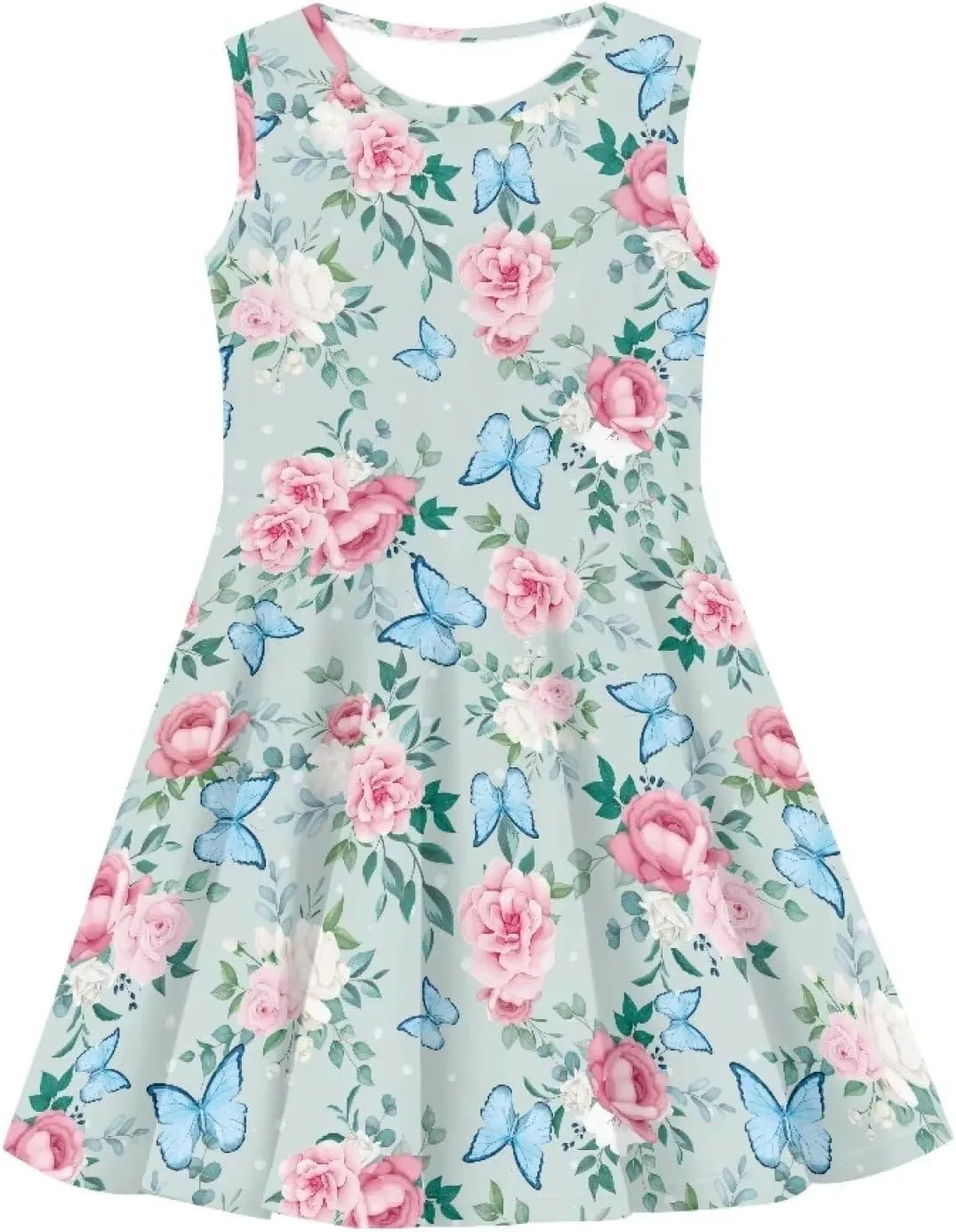 Wiryuouvt Summer Dresses for Girls Sleeveless Dress A-line Skirt