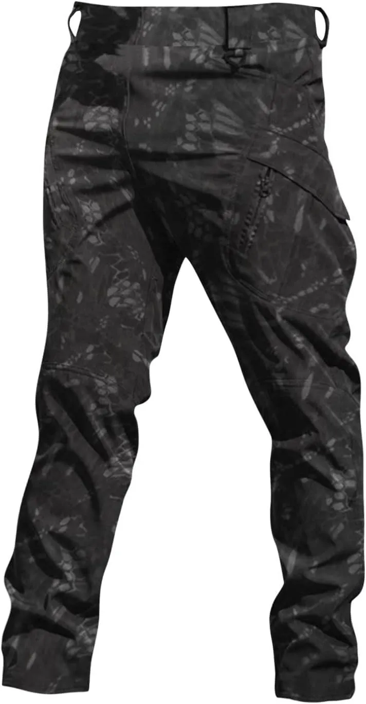 ZEFOTIM Men Cargo Pants Camouflage/Solid Color Wide Leg Stretch Comfy Pant Outdoor Trouser with Pockets
