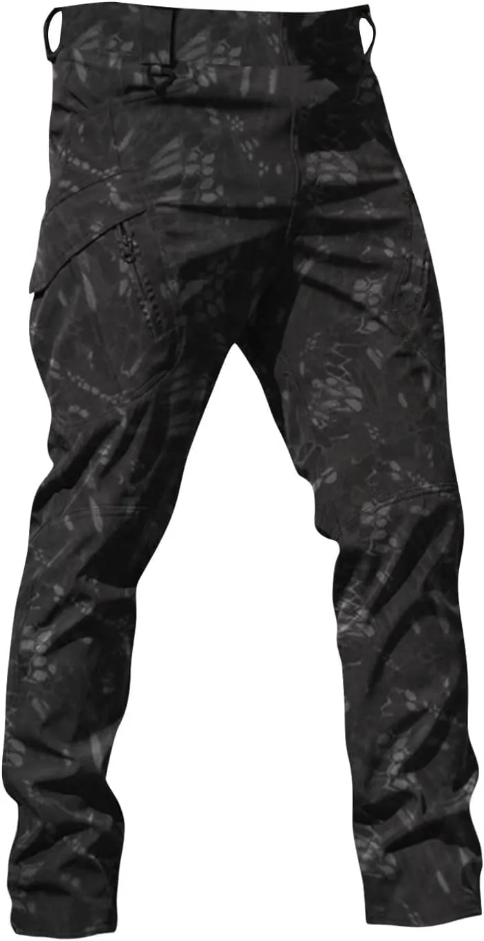 ZEFOTIM Men Cargo Pants Camouflage/Solid Color Wide Leg Stretch Comfy Pant Outdoor Trouser with Pockets