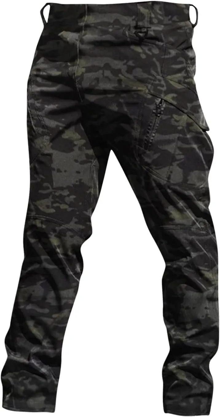 ZEFOTIM Men Cargo Pants Camouflage/Solid Color Wide Leg Stretch Comfy Pant Outdoor Trouser with Pockets